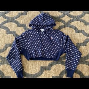 Navy Blue Cropped Champion Hoodie